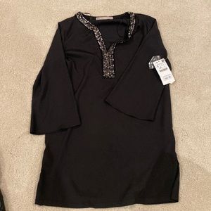 NWT Zara black embellished V neck 3/4 length tunic